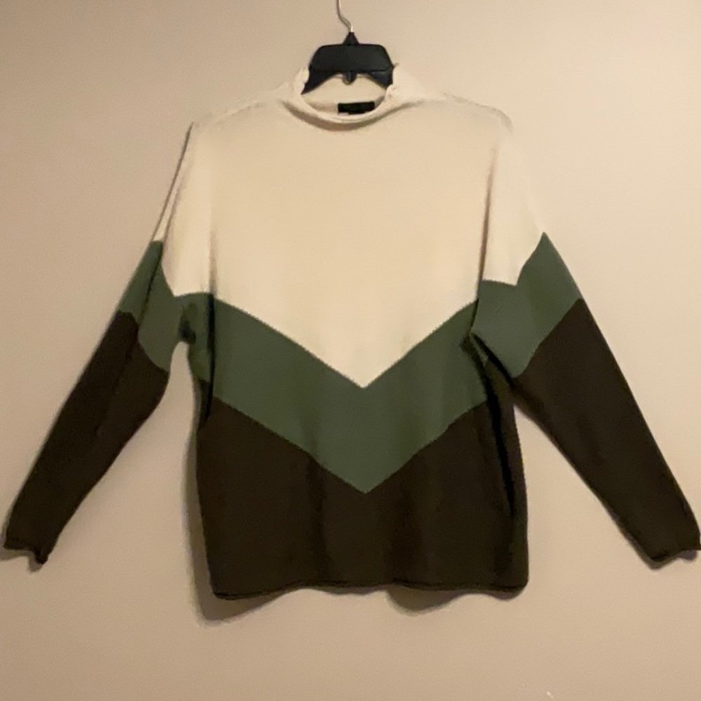 Rachel Zoe Cream, Olive & Dark Green Chevron Sweater